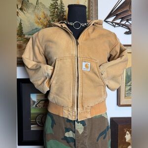 Vintage Carhartt Duck Jacket Quilted & Hooded Kids S 7-8 or Women's XXS
